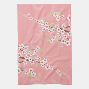 Linge De Cuisine Fleurs de cerisier roses molles