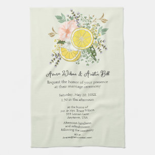 Linge De Cuisine Fleurs de citrons et Faire-part de mariage de verd