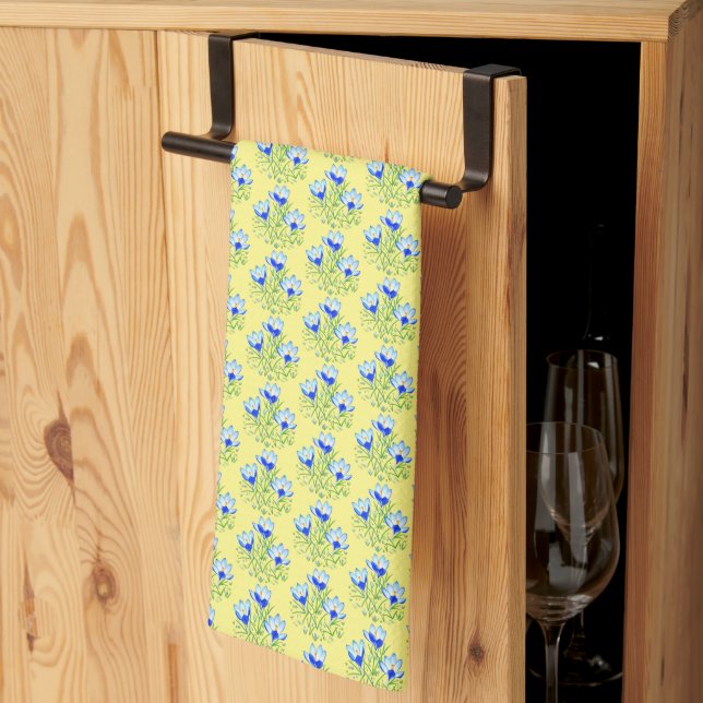 Linge De Cuisine Fleurs de Crocus Jaunes (Pliage en tiers)