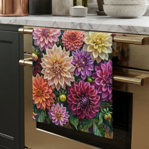 Linge De Cuisine Fleurs de dahlia colorées