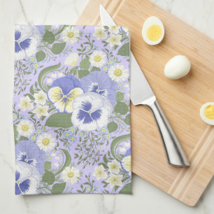Linge De Cuisine Fleurs de jardin printanier sur lavande