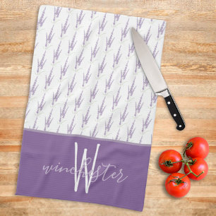 Linge De Cuisine Fleurs de Lavande de Ferme Monogramme Nom Personna