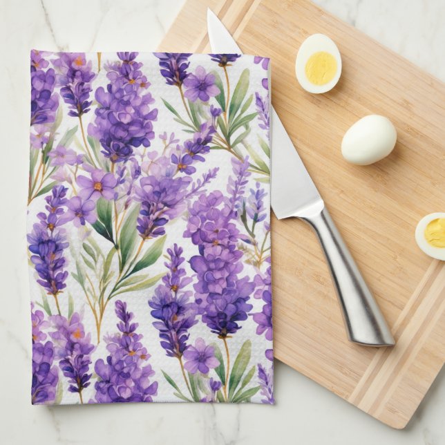 Linge De Cuisine Fleurs de lavande élégantes (Quart Plié)