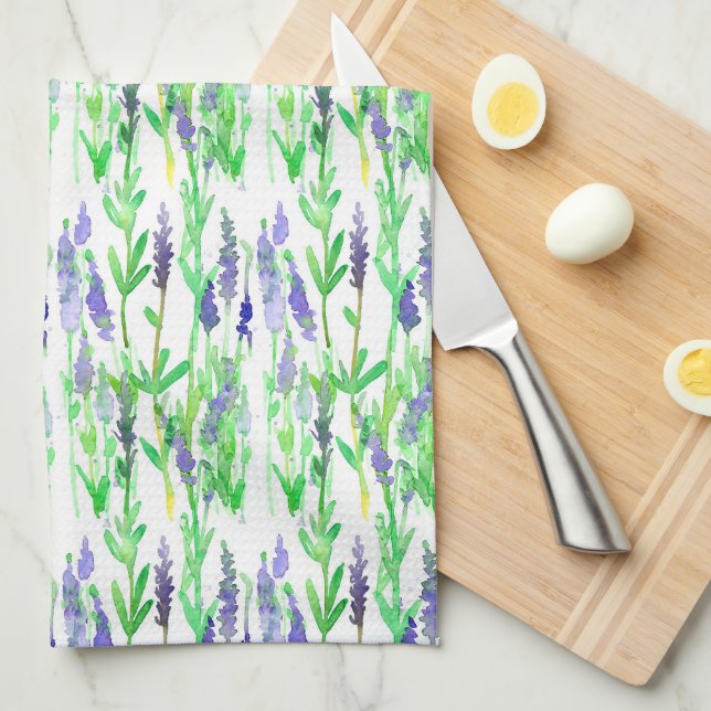 Linge De Cuisine Fleurs de lavande Herbes Plantes médicinaux pourpr (Quart Plié)