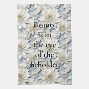 Linge De Cuisine Fleurs de Lotus Bleues Blances