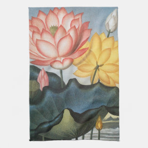 Linge De Cuisine Fleurs de lotus vintage, la fève égyptienne sacrée
