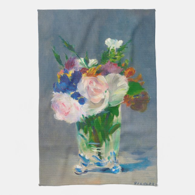 Linge De Cuisine Fleurs de manet dans un vase de cristal (Vertical)