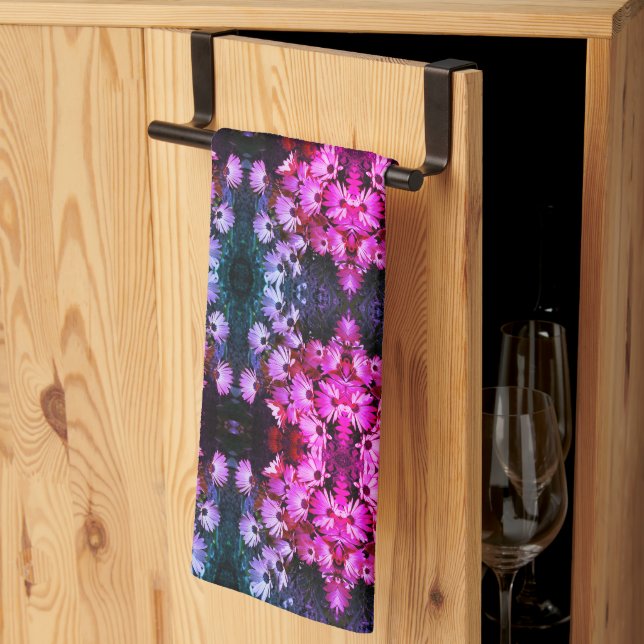 Linge De Cuisine Fleurs de marguerite rose africaine Art Abstrait (Pliage en tiers)