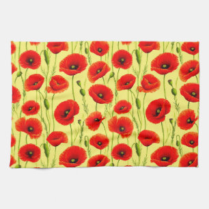 Linge De Cuisine Fleurs de pavot botaniques pour une décoration de