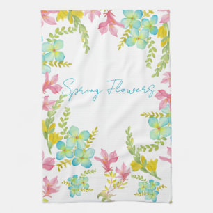 Linge De Cuisine Fleurs de printemps aquarelle 