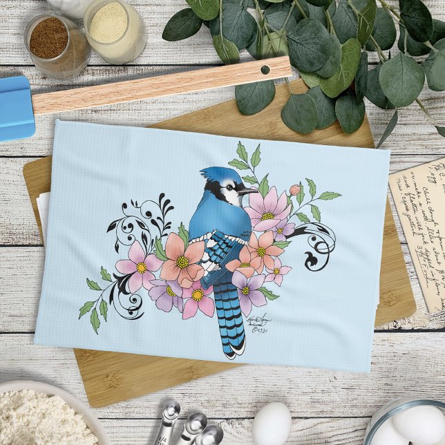 Linge De Cuisine Fleurs de printemps bleu Jay (Créateur téléchargé)