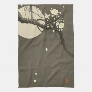Linge De Cuisine Fleurs de prune la nuit par le cru d'Ohara Koson
