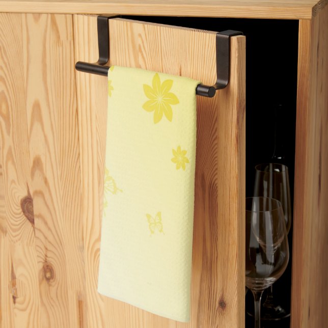 Linge De Cuisine Fleurs de soleil sur papillons (Pliage en tiers)