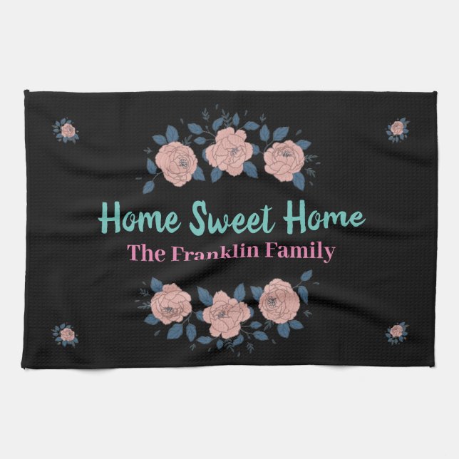 Linge De Cuisine Fleurs domestiques douces Aquarelles Personnaliser (Horizontal)