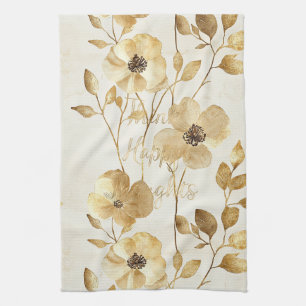 Linge De Cuisine Fleurs d'or pensées inspirantes heureuses