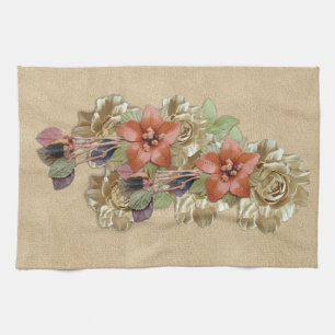 Linge De Cuisine Fleurs en cuir et daim Texture Art