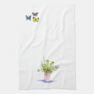 Linge De Cuisine fleurs et papillons de vignoble
