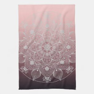 Linge De Cuisine Fleurs, Feuilles, Dentelle Blanche Floral Mandala 
