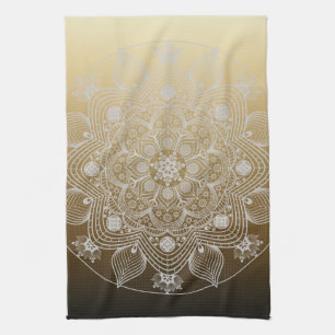 Linge De Cuisine Fleurs, Feuilles, Dentelle Blanche Floral Mandala 
