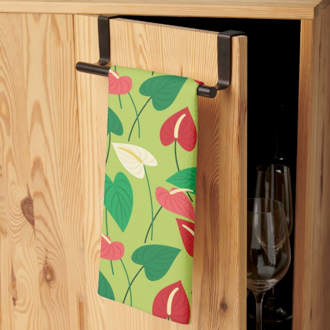 Linge De Cuisine Fleurs flamingo colorées motif (Pliage en tiers)
