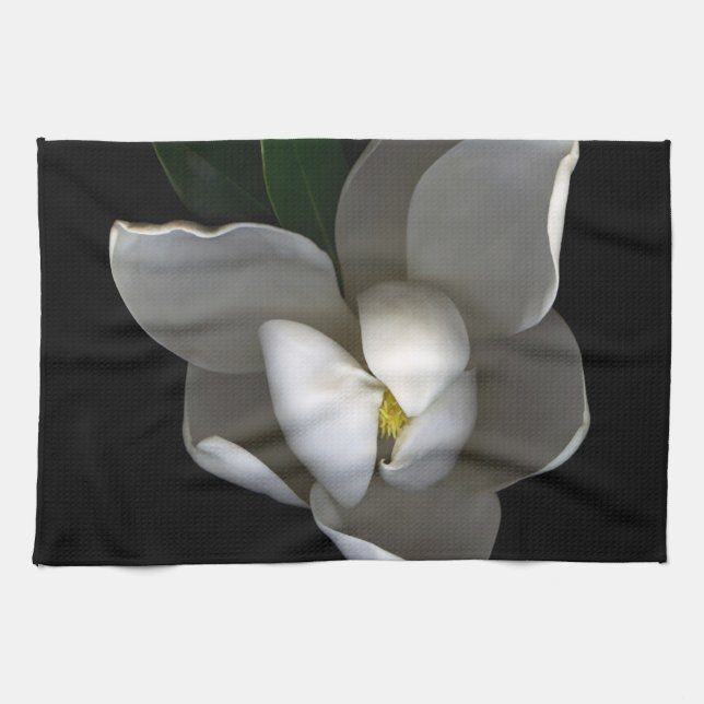 Linge De Cuisine Fleurs | Fleur de Magnolia blanc unique (Horizontal)