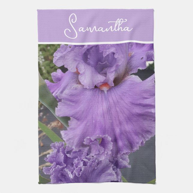 Linge De Cuisine Fleurs Iris Fleurs Violet Lavande Nom des femmes (Vertical)