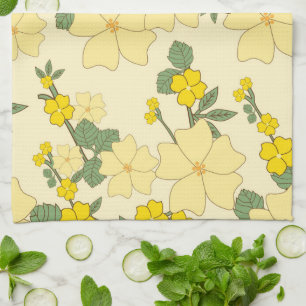 Linge De Cuisine Fleurs Jaunes, Motif Floral, Motif De Fleurs