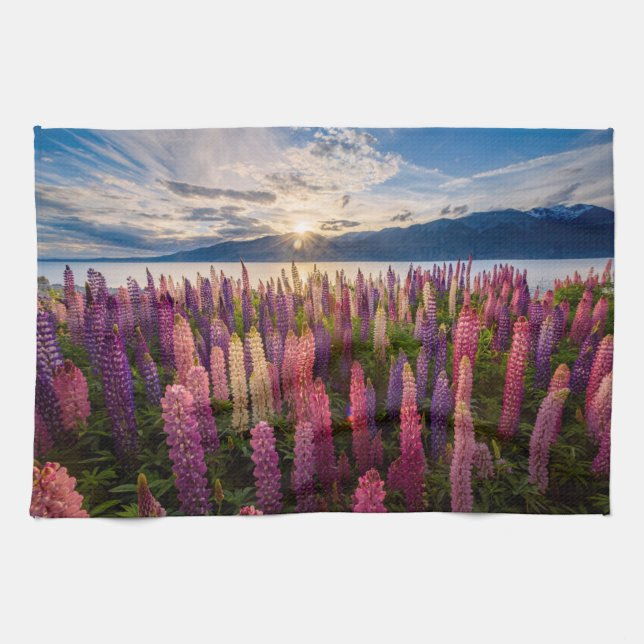 Linge De Cuisine Fleurs | Lupines Nouvelle-Zélande (Horizontal)