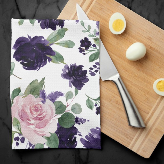 Linge De Cuisine Fleurs luxuriantes | Chimmer floral pourpre et ros (Créateur téléchargé)