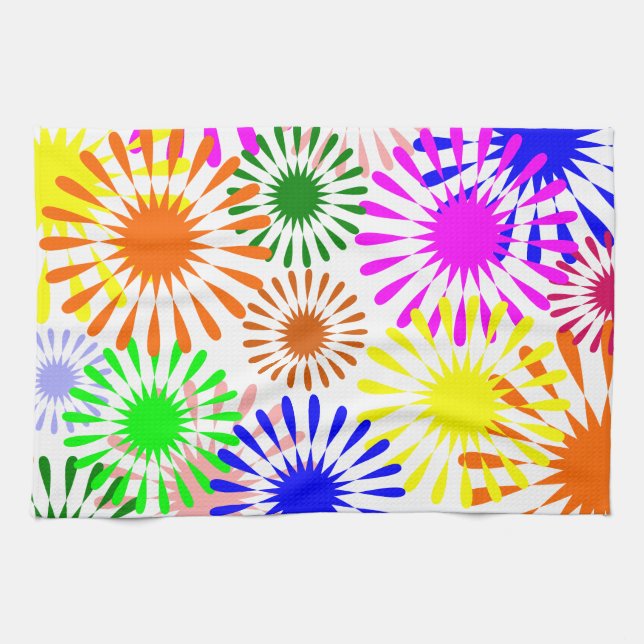Linge De Cuisine Fleurs multicolores (Horizontal)