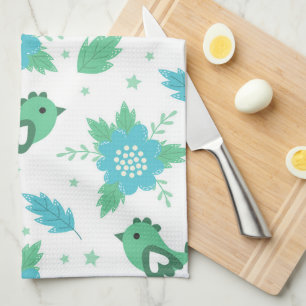 Linge De Cuisine Fleurs Oiseaux Motif