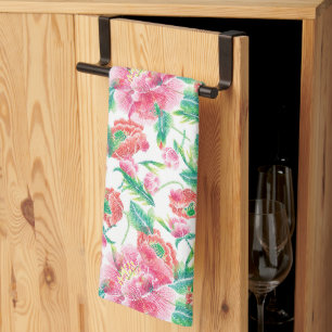 Linge De Cuisine Fleurs rose vif Motif Fille Design
