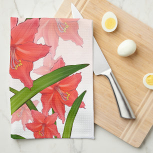 Linge De Cuisine Fleurs rouges Amaryllis