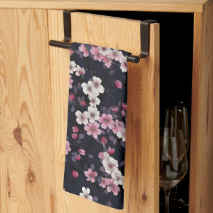 Linge De Cuisine Fleurs Sakura Roses Noires, Design Motif,