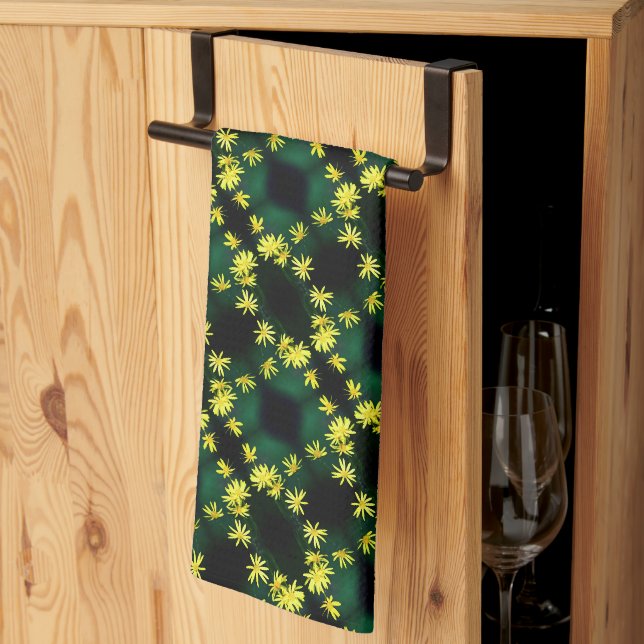 Linge De Cuisine Fleurs sauvages de marguerite jaune délicat Motif  (Pliage en tiers)