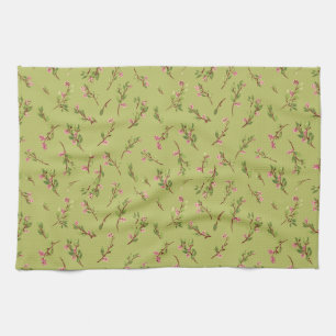 Linge De Cuisine Fleurs sauvages floraux jetés sur Chartreuse Green