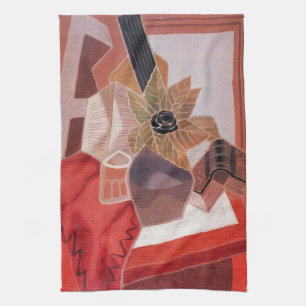 Linge De Cuisine Fleurs sur une table par Juan Gris, Cubisme Vintag