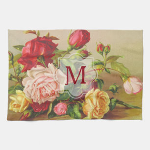 Linge De Cuisine Fleurs victoriennes vintages de bouquet de roses
