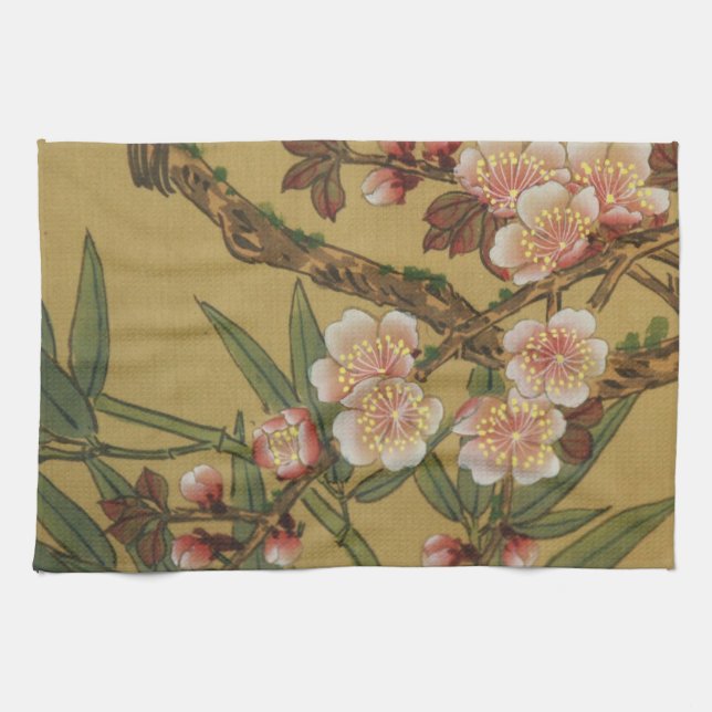 Linge De Cuisine Fleurs vintages de cerises Fleurs japonaises asiat (Horizontal)