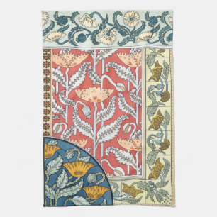Linge De Cuisine Fleurs vintages florales Art Nouveau Pavot