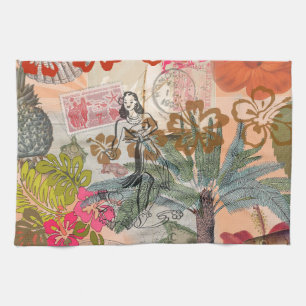 Linge De Cuisine Fleurs vintages Hula Colorful Hawaiian Tropical