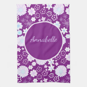 Linge De Cuisine Fleurs violettes Gras Motif Floral Nommé