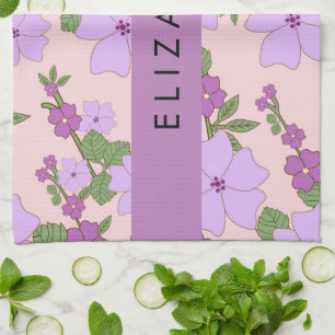 Linge De Cuisine Fleurs Violettes, Motif De Fleurs, Votre Nom