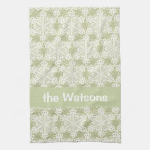 Linge De Cuisine Flocon de neige vert vintage de dentelle