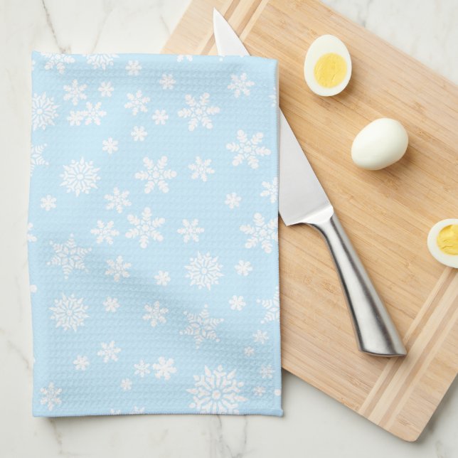 Linge De Cuisine Flocons blancs (Quart Plié)