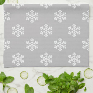Linge De Cuisine Flocons de neige silencieux en gris