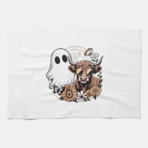 Linge De Cuisine Floral Automne Highland Cow Ghost