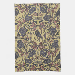 Linge De Cuisine Floral de mauve, de tan et de gris de Corbeau et d