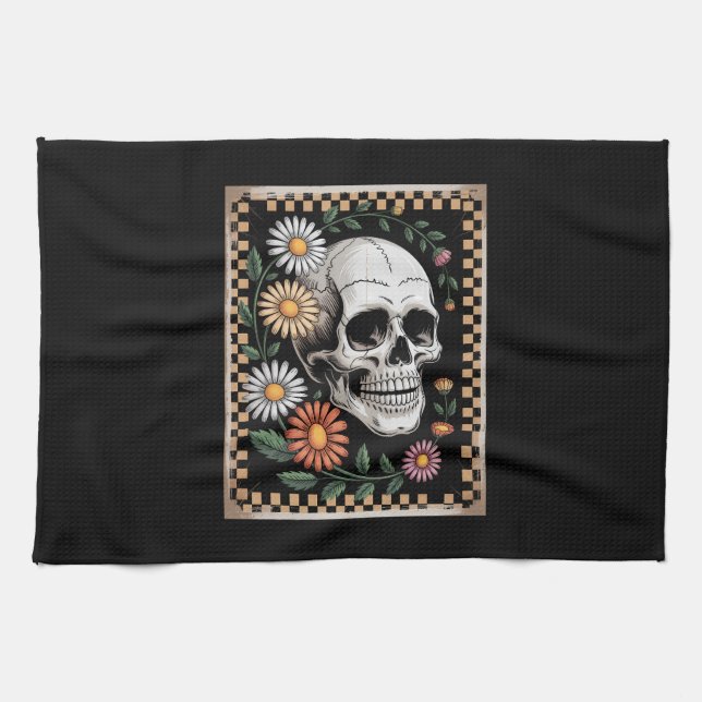 Linge De Cuisine Floral Fantôme Automne Boho Halloween 2 (Horizontal)