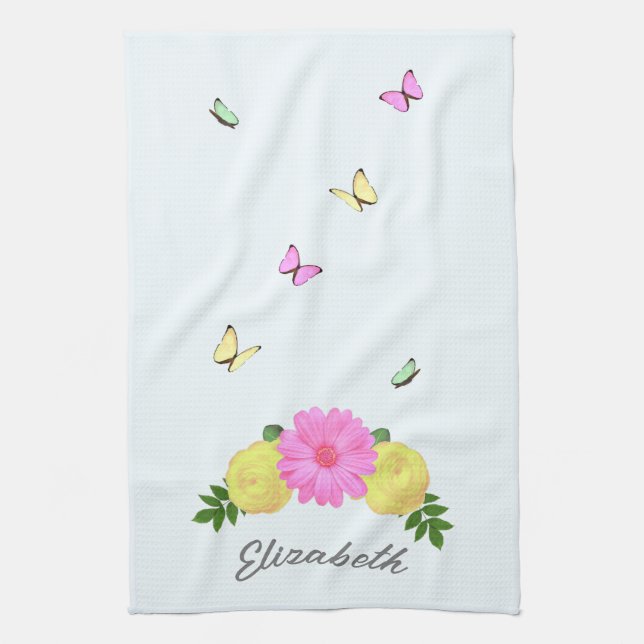 Linge De Cuisine Floral papillon (Vertical)